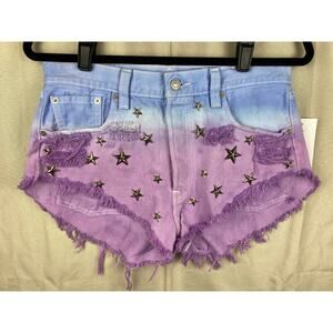NWT Womens Runway dreamz Iggy Star Studded Shorts sz M/31” Levi’s Blue/Purple